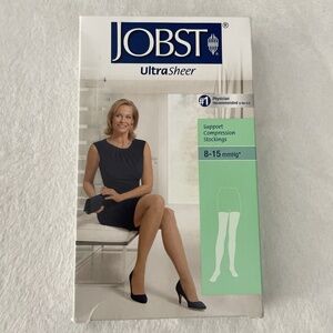JOBST UltraSheer Thigh High Size Large Closed Toe 8-15mmHg Black